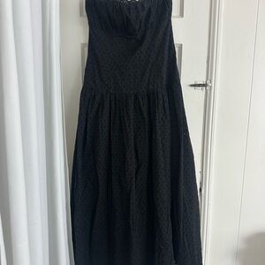 Tularosa Black Strapless Eyelet Maxi Dress